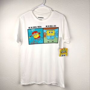 Nickelodeon SpongeBob Comic Short Sleeve T-Shirt Social Media Life NWT Size M
